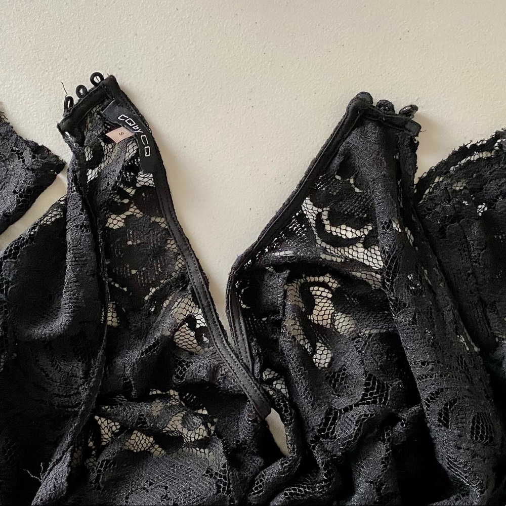 Long Black Jumpsuit W Stretch Lace Top & Low Back - Picture 8 of 16